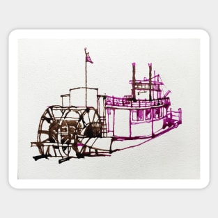 Paddle Wheel Steam Boat - ink drawing Sticker